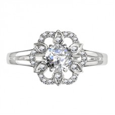 Flower Style Round Diamond Designer Ring