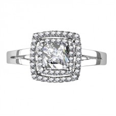 Double Halo Princess Diamond Engagement Ring