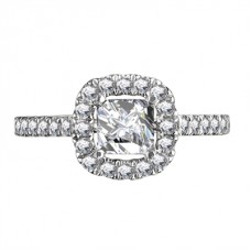 Single Halo Cushion Diamond Ring
