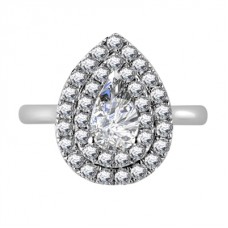Double Halo Pear Diamond Engagement Ring