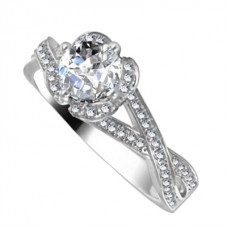 Round Diamond Single Halo Infinity Style Ring