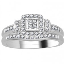 Single Halo Round Diamond Cluster Bridal Set