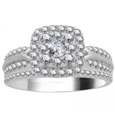 Single Halo Round Diamond Cluster Bridal Set Single Halo Round Diamond Cluster Bridal Set