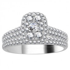 Single Halo Round Diamond Cluster Bridal Set Single Halo Round Diamond Cluster Bridal Set
