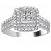 Double Halo Round Diamond Cluster Shoulder Set Ring