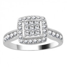 Single Halo Diamond Cluster Shoulder Set Ring Single Halo Diamond Cluster Shoulder Set Ring