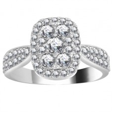 Single Halo Diamond Cluster Shoulder Set Ring