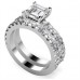 Asscher Diamond Shoulder Set Ring With Matching Band