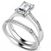 Emerald Diamond Shoulder Set Ring With Matching Band Emerald Diamond Shoulder Set Ring With Matching Band