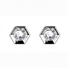 Round Diamond Hexagon Shaped Earrings Round Diamond Hexagon Shaped Earrings