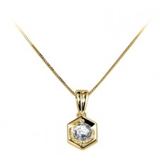 Round Diamond Hexagon Shaped Pendant