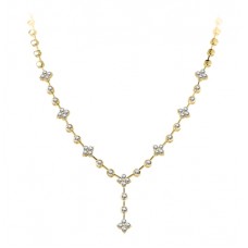 Elegant Floral Y Shaped Round Diamond Necklace