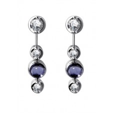 Blue Sapphire & Diamond Drop Earrings