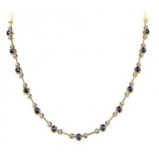 Round Diamond & Blue Sapphire Necklace