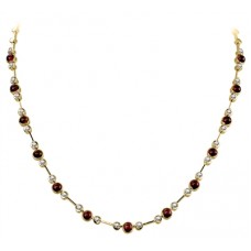 Round Diamond & Ruby Necklace