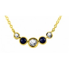Round Diamond & Blue Sapphire Necklace
