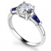 Round Diamond & Blue Sapphire Trilogy Ring