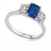Emerald Blue Sapphire & Diamond Trilogy Ring
