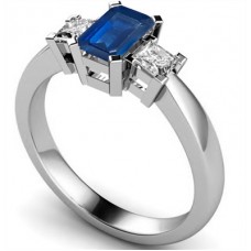 Emerald Blue Sapphire & Diamond Trilogy Ring