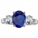 Oval Blue Sapphire & Diamond Trilogy Ring