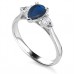 Elegant Pear Blue Sapphire Diamond Trilogy Ring