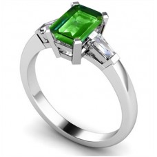 Emerald & Baguette Diamond Trilogy Ring