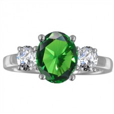 Oval Emerald & Diamond Trilogy Ring