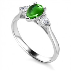 Elegant Emerald Diamond Trilogy Ring