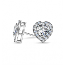 Heart Diamond Single Halo Earrings