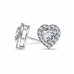 Heart Diamond Single Halo Earrings