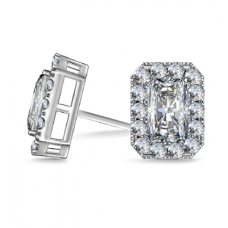 Radiant Diamond Single Halo Earrings Radiant Diamond Single Halo Earrings