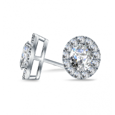 Oval Diamond Single Halo Earrings