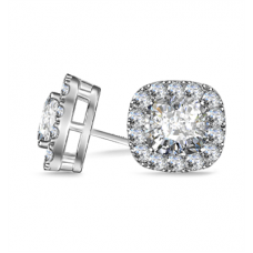 Cushion Diamond Single Halo Earrings Cushion Diamond Single Halo Earrings