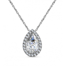 Pear Diamond Single Halo Pendant