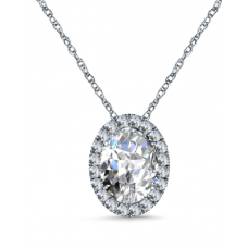 Oval Shaped Diamond Single Halo Pendant