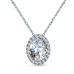 Oval Shaped Diamond Single Halo Pendant