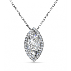 Marquise Shaped Diamond Single Halo Pendant