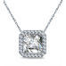 Asscher Shaped Diamond Single Halo Pendant