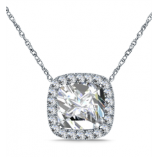 Cushion Shaped Diamond Single Halo Pendant Cushion Shaped Diamond Single Halo Pendant