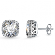 Cushion Diamond Single Halo Earrings Cushion Diamond Single Halo Earrings