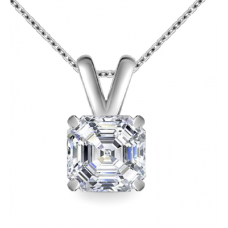 Modern Asscher Diamond Solitaire Pendant