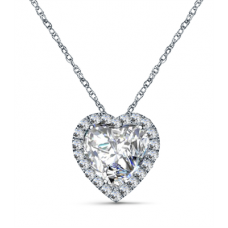 Heart Shaped Diamond Single Halo Pendant
