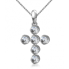 Modern Round Diamond Cross Pendant Modern Round Diamond Cross Pendant