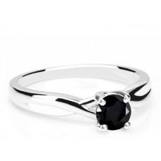 Round Black Diamond Solitaire Ring