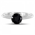 Round Black Diamond Shoulder Set Ring