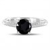 Round Black Diamond Shoulder Set Ring