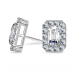 Emerald Diamond Single Halo Earrings