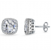 Asscher Diamond Single Halo Earrings