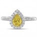 Fancy Yellow Pear Diamond Single Halo Shoulder Set Ring