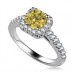 Fancy Yellow Cushion Diamond Single Halo Shoulder Set Ring
